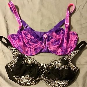 Set of 2 Lace Bralettes with Underwire